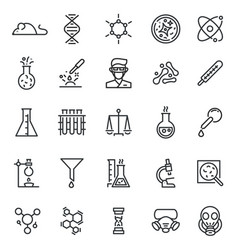 Science icons set on white background line style Vector Image