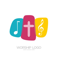 The cross of jesus and musical notes Royalty Free Vector