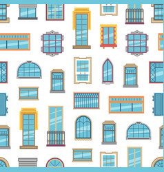 Set windows with transparent blue glass Royalty Free Vector