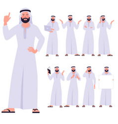 Cartoon saudi arab man in white clothes Royalty Free Vector