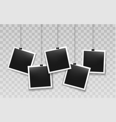 Realistic blank retro photo frames on a rope Vector Image