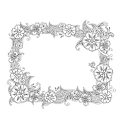 Floral Hand Drawn Horizontal Frame In Zentangle Vector
