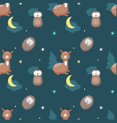 Good night seamless pattern with cute Royalty Free Vector