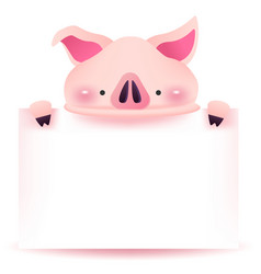 Cute pig character with blank signboard Royalty Free Vector