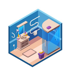 Isometric set of bathroom furniture Royalty Free Vector
