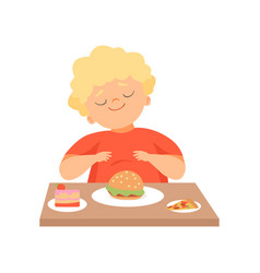 Fat Boy Eating Junkfood Royalty Free Vector Image