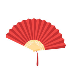 Red chinese folding hand fan isolated on white Vector Image