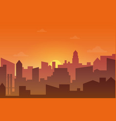 Sunset in city cityscape silhouette sunrise Vector Image