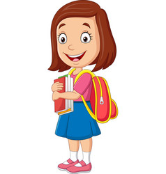 Cartoon school girl in uniform with book Vector Image