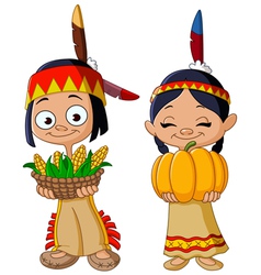 Cartoon children native indian american Royalty Free Vector