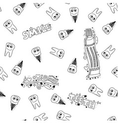 Teeth pattern tooth dental cartoon kids Royalty Free Vector