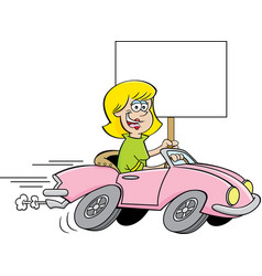 Cartoon old lady driving a sports car Royalty Free Vector