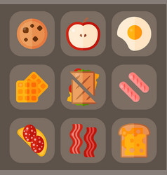 Breakfast Healthy Food Meal Icons Drinks Flat Vector Image