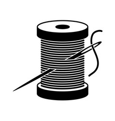 Thread spool with needle hand drawn sketch icon Vector Image