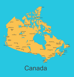 map of canada with cities on a blue background vector image