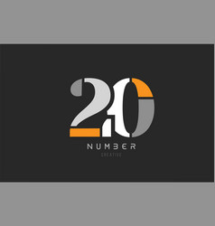 Black and white 20 number logo icon design Vector Image