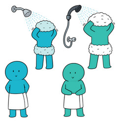 Set of men showering Royalty Free Vector Image
