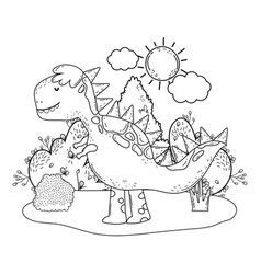 Cute and funny smiling baby tyrannosaurus Vector Image