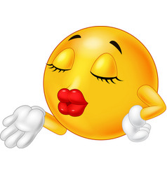 Cartoon smiley emoticon making air kiss Royalty Free Vector