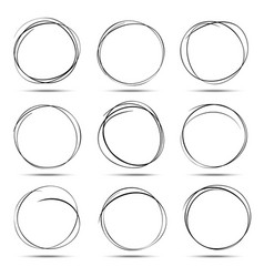 Set 9 hand drawn scribble circles Royalty Free Vector Image