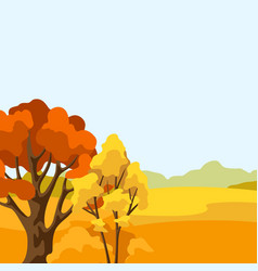 Autumn background with landscape and stylized Vector Image