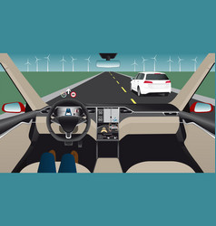 Self driving car on a road autonomous vehicle Vector Image