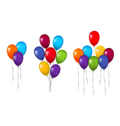 Balloons 3d bunch set thread isolated white Vector Image