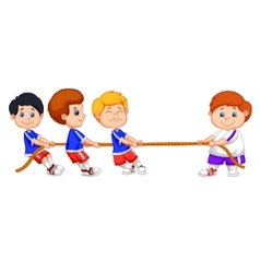 Group of children cartoon playing tug of war Vector Image