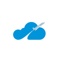 Silhouette of flying plane in the cloud Template Vector Image