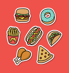 Cute funny cartoon hamburger with emotions set Vector Image