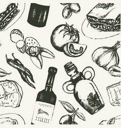 Italian food - black and white hand drawn square Vector Image