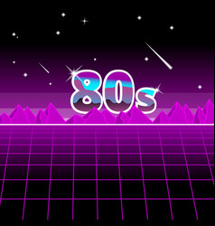 Retro background futuristic landscape 1980s style Vector Image