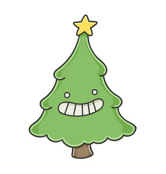 Happy smiling christmas tree cartoon character Vector Image