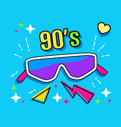 Neon retro narrow sunglasses collection 90s Vector Image