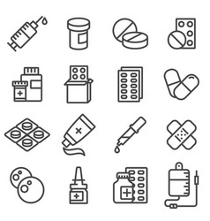 Medical bottles and pills medications aspirin Vector Image