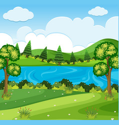 Outdoor nature river scene Royalty Free Vector Image