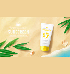 Template of sunscreen ad banner Royalty Free Vector Image