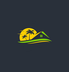 House Beach Resort Logo Royalty Free Vector Image