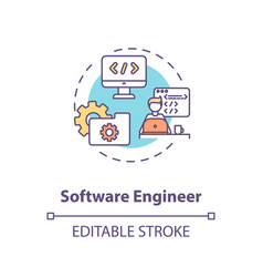 Programmer computer expert chalk white icon Vector Image