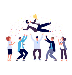 Happy Excited Business People Employees Jumping Vector Image