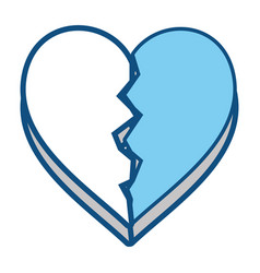 Red heart broken sad separation Royalty Free Vector Image