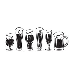 Beer glasses different types icons - lager stout Vector Image