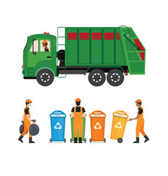 City waste recycling concept with garbage truck Vector Image