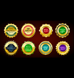 Gold labels premium quality product Royalty Free Vector