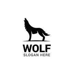 Running wolf logo template isolated on white Vector Image