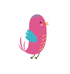 Cute pink bird isolated element funny character Vector Image