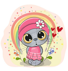 Cute cartoon kitten with skateboard Royalty Free Vector