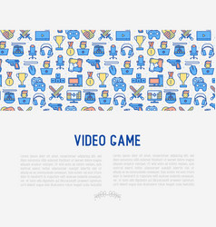 Video game seamless pattern with thin line icons Vector Image