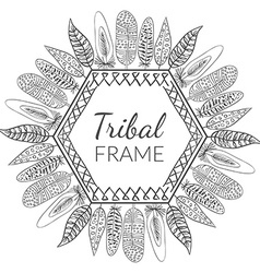 Hand drawn Feathers Frame Royalty Free Vector Image