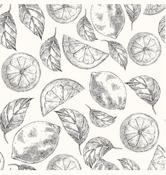 Lemons hand drawn seamless retro pattern Vector Image